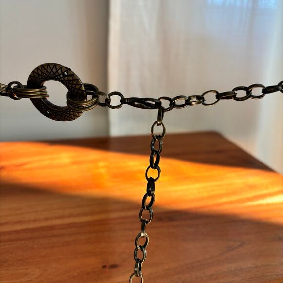RARE Vintage Brown Enameled Disc Chain Belt Adjustable main image 6